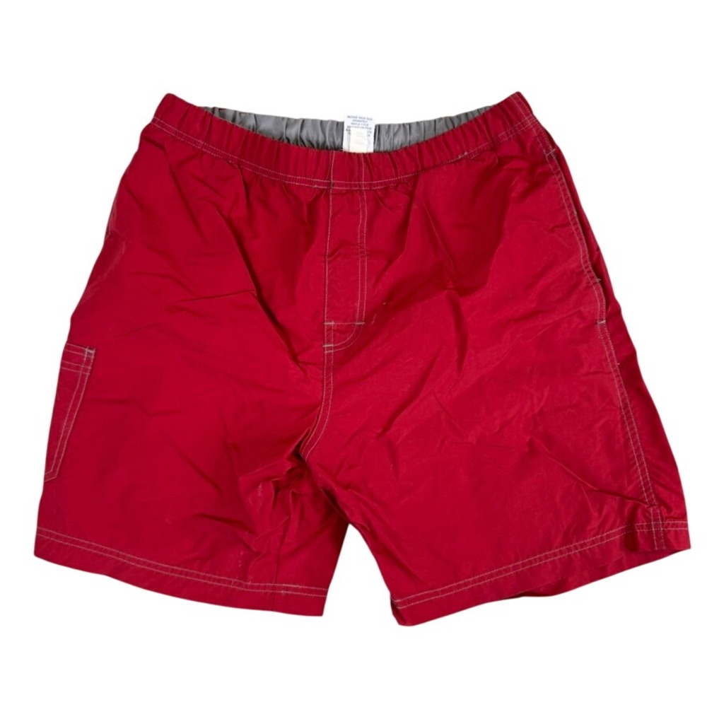 Old Navy Mens Red Swim Trunks Medium Mesh Lined Cargo Pocket Board Shorts